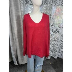 J.Jill v-neck coral knit sweater size extra large‎
